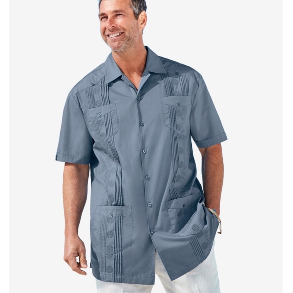 Short-Sleeve Guayabera Shirt- 3XL